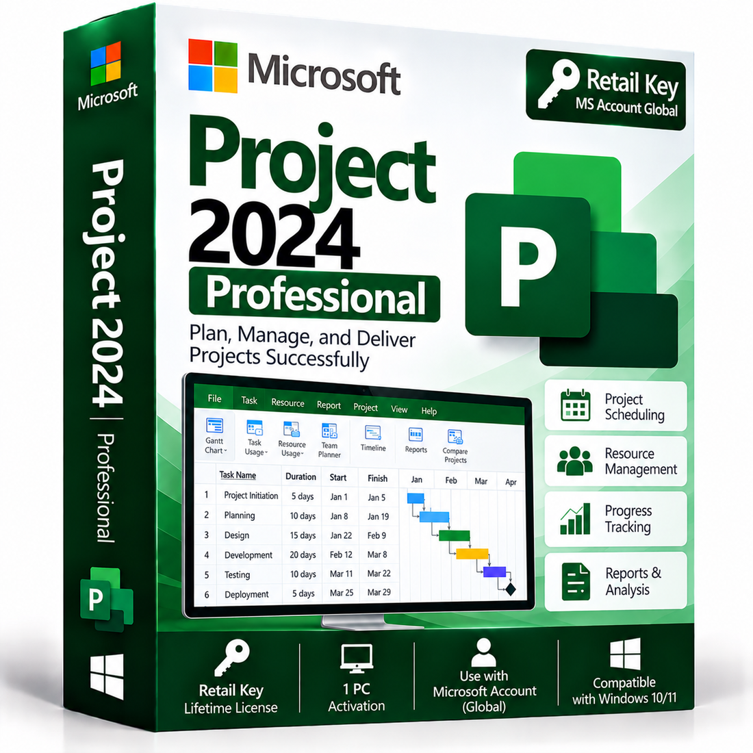 Microsoft Project 2024 Pro Retail Key MS account global box