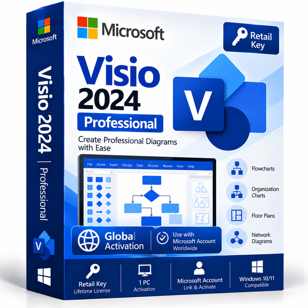 Microsoft Visio 2024 Pro Retail Key MS account global box
