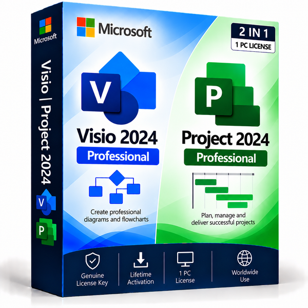 Visio 2024 and Project 2024 Professional 2-in-1 bundle box