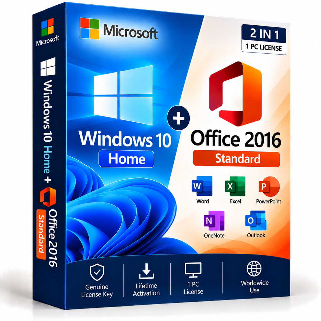 Windows 10 Home and Office 2016 Standard bundle box