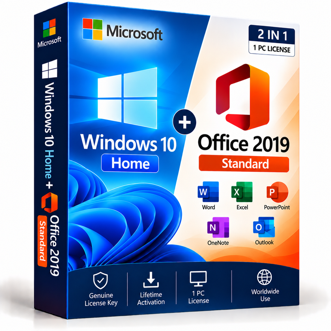 Windows 10 Home and Office 2019 Standard bundle box