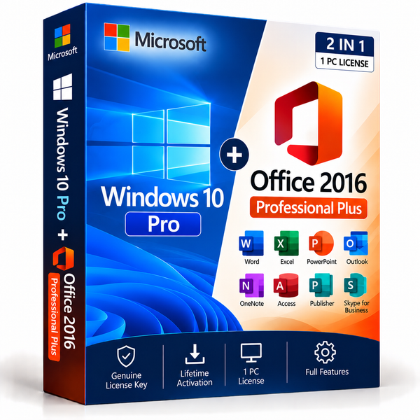 Windows 10 Pro and Office 2016 Professional Plus bundle box