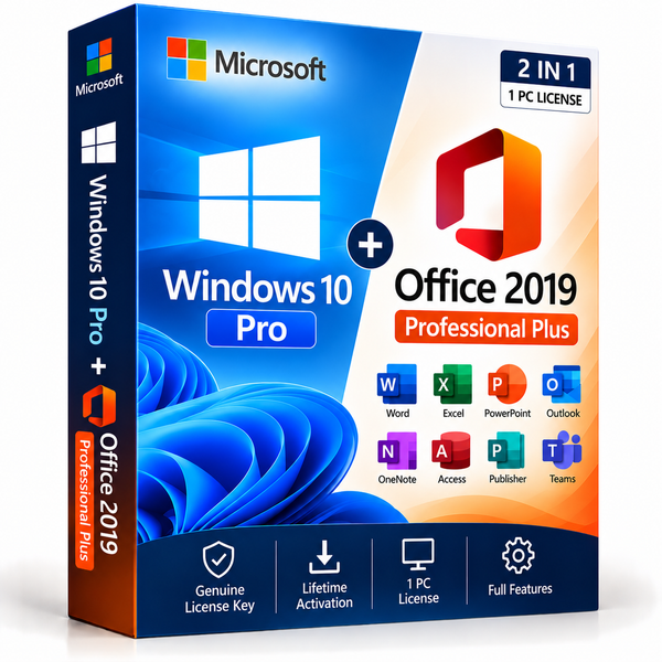 Windows 10 Pro and Office 2019 Professional Plus bundle box